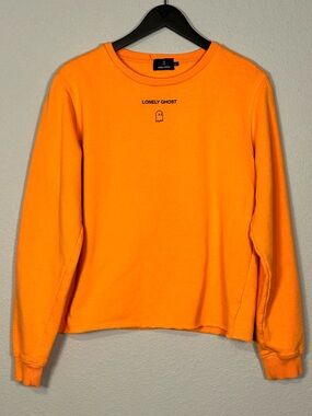 Lonely Ghost TMWUGH Cropped Crewneck Sweatshirt in Vibrant Orange - Size Large